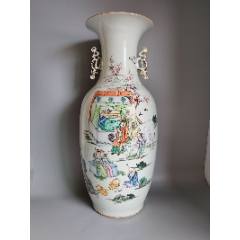 民国粉彩花鸟象耳瓶-彩绘瓷/彩瓷-7788旧书网