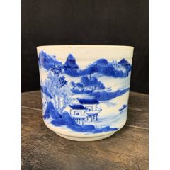 清-青花山水人物香炉-青花瓷-7788菊花石