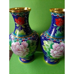 晚清民国铜胎掐丝珐琅二龙戏珠纹观赏瓶_其他景泰蓝/珐琅_流云堂【7788