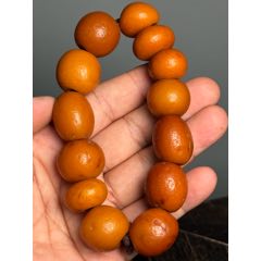 清代老蜜蜡十八子手持卡16mm重66g-蜜蜡-7788红宝书