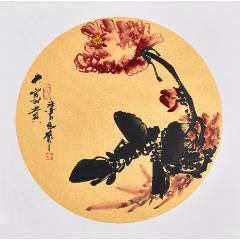 张大千（款），大幅泼墨中堂画《荷花图》国画书法古玩字画装饰挂画。纸