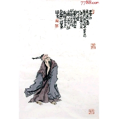 吴道子精品手绘老绢敬佛图，吴道子唐代著名画家书法家，世人尊称，画圣