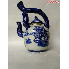 明代三足青花香炉，明清瓷器收藏，精致的兽头足，青花发色沉稳，包浆已