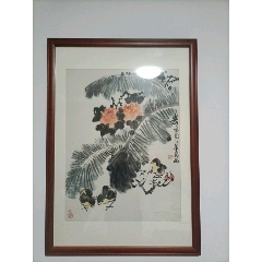 印刷】《宫本武藏枯木鸣鵙图》7212书画挂轴日本回流字画工艺画_花鸟