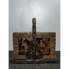 L372」長期保管品 唐木製 漆箱 古箱 年代品