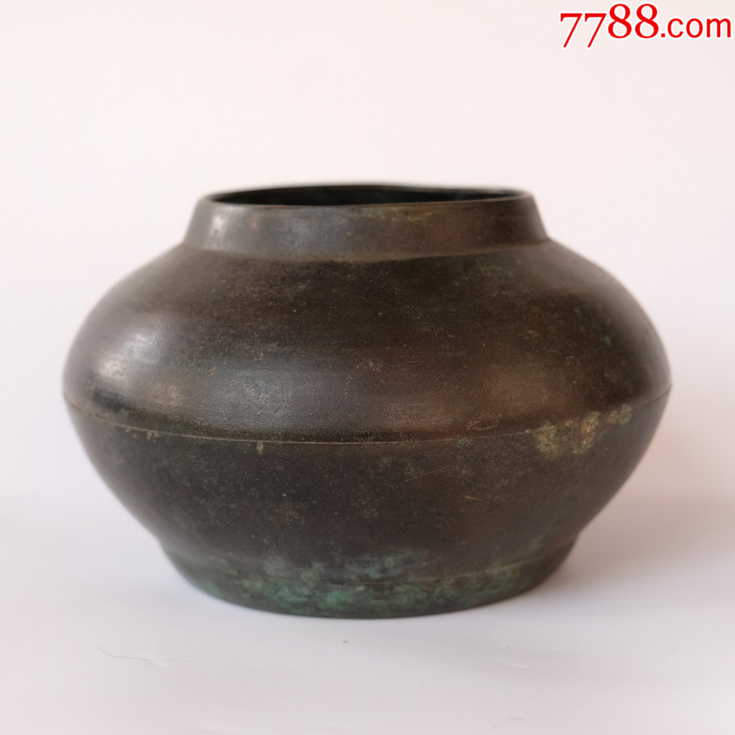 清中期素面铜水盂传世老铜罐茶仓纯铜棋团罐文房铜器收藏摆件_水盂/砚滴
