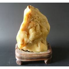 清代老寿山石白田黄印章【张照】款，尺寸2.5-2.2厘米重41.8克，包老保