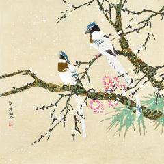 文瑛工笔旧裱绢本花鸟立轴_花鸟国画原作_苏恒堂【7788收藏】