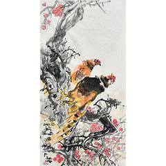 八大山人 双猫観魚図 四尺中堂 掛軸 水墨画 猫図 花鳥画 手描き 中国古美術 八大山人纸本立轴（猫戏双鱼图）_花鸟国画原作_古韵文房馆【7788旧书网】