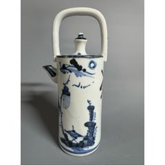 清代青花缠枝莲双喜纹兽耳瓶-青花瓷-7788旧书网